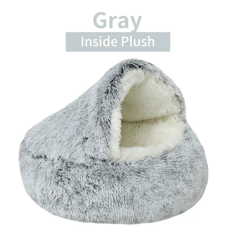 Katzenbett Winter – Plüsch Rundkissen & Schlafnest 2-in-1