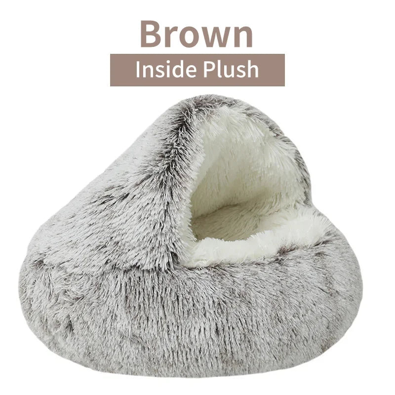 Katzenbett Winter – Plüsch Rundkissen & Schlafnest 2-in-1