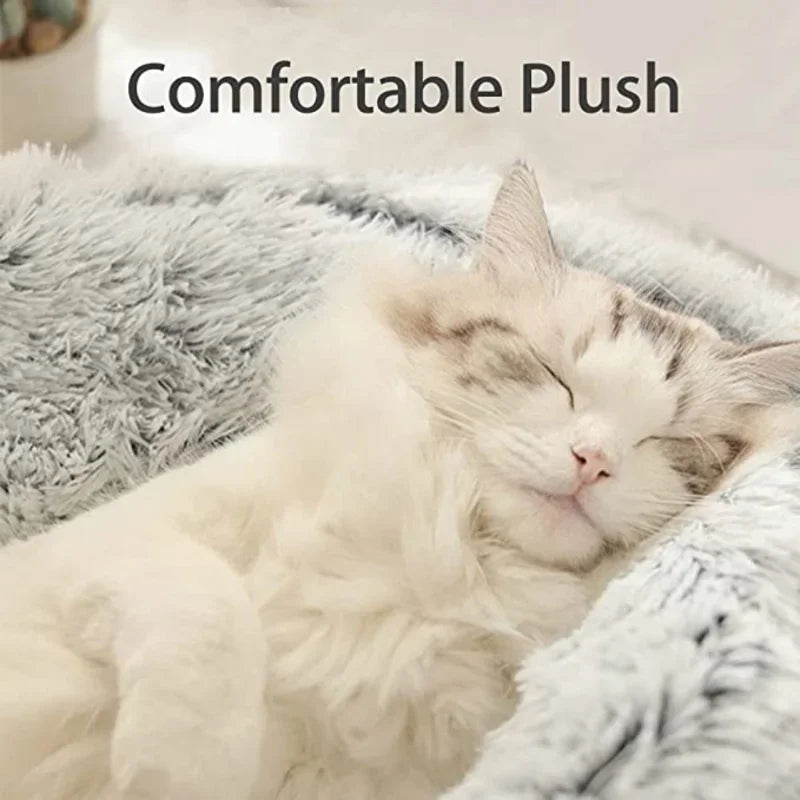 Katzenbett Winter – Plüsch Rundkissen & Schlafnest 2-in-1