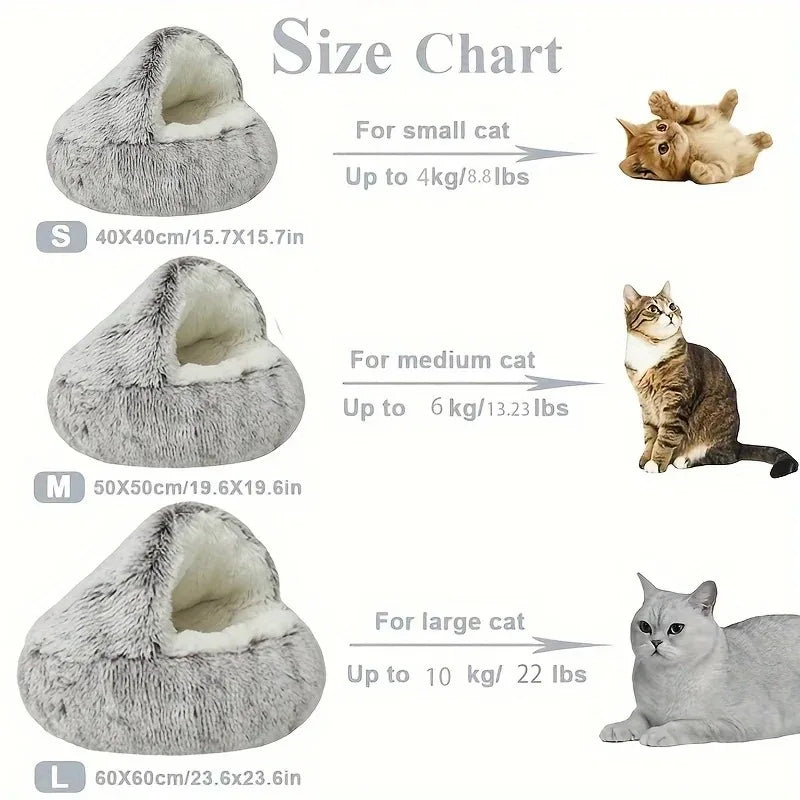 Katzenbett Winter – Plüsch Rundkissen & Schlafnest 2-in-1
