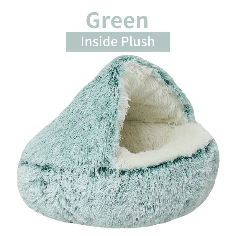 Katzenbett Winter – Plüsch Rundkissen & Schlafnest 2-in-1